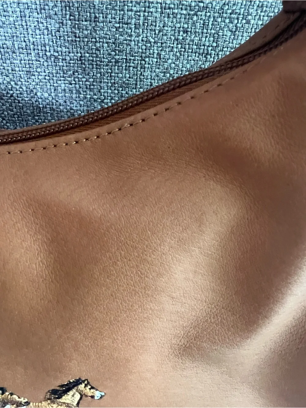 Brown Embroidered Horse Shoulder Bag